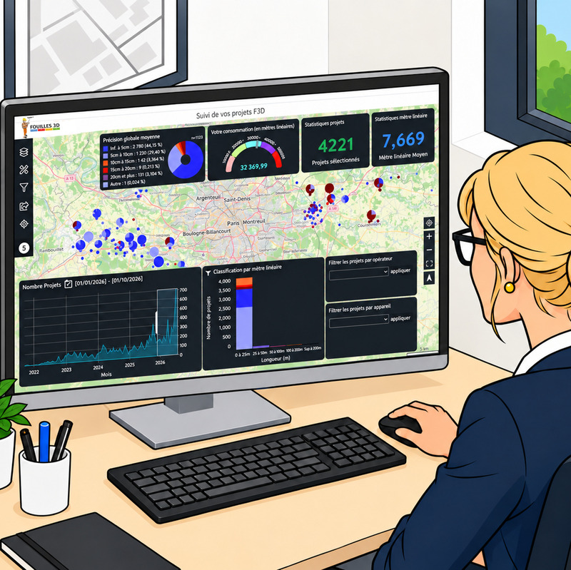 Responsable d'agence consultant la carte des chantiers dans myF3D Monitor